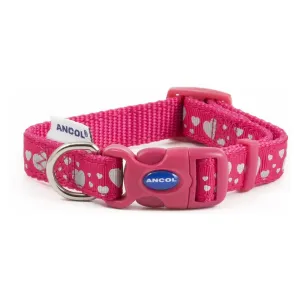 Ancol Fashion Medium (45-70cm) Pink Reflective Hearts Adjustable Dog Collar