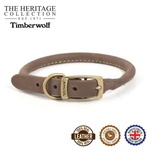 Ancol Heritage Timberwolf Round Leather Dog Collar Sable