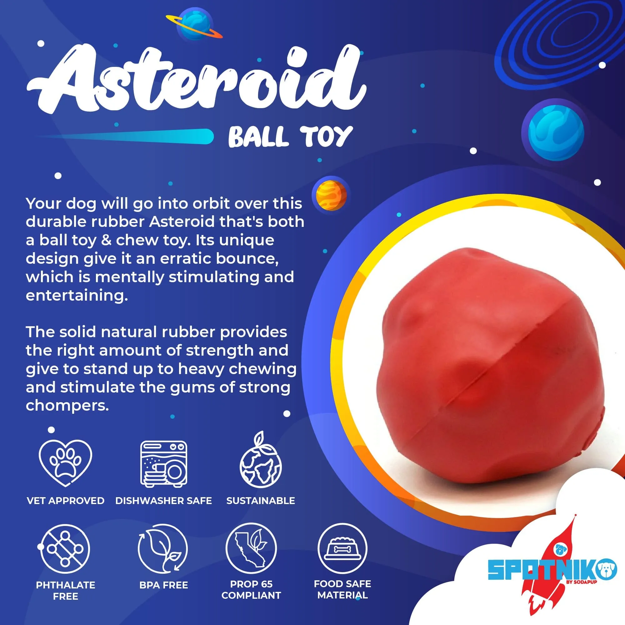 Asteroid Ultra Durable Rubber Chew Toy