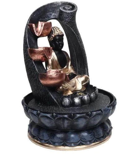 Ativan decor Polyresin Table Top Indoor Outdoor Buddha with LED Light 3-Tier Water Fountain