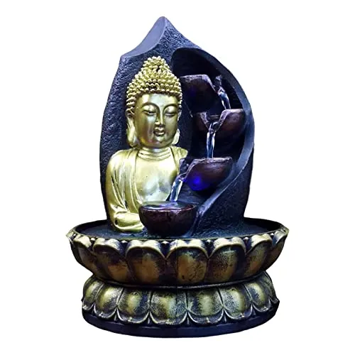 ATORSE® Buddha Water Fountain Waterfall with Circular Water Flow Relaxing Office