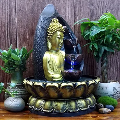 ATORSE® Buddha Water Fountain Waterfall with Circular Water Flow Relaxing Office