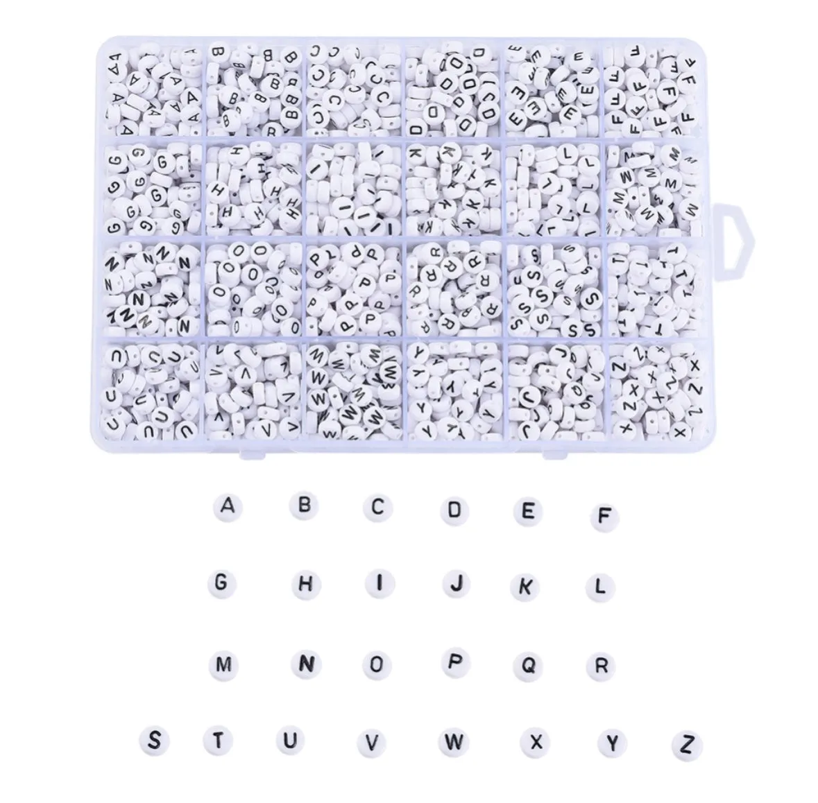 Black and White Alphabet Letters Bead Box