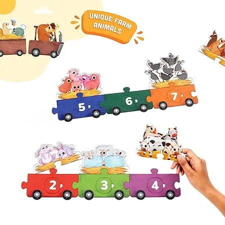 Bloomingo Learning Kit:123 Ride with Animals- Learn Numbers, count, Sequence & Compare with Fun Exciting Animal Adventure Puzzle