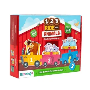 Bloomingo Learning Kit:123 Ride with Animals- Learn Numbers, count, Sequence & Compare with Fun Exciting Animal Adventure Puzzle