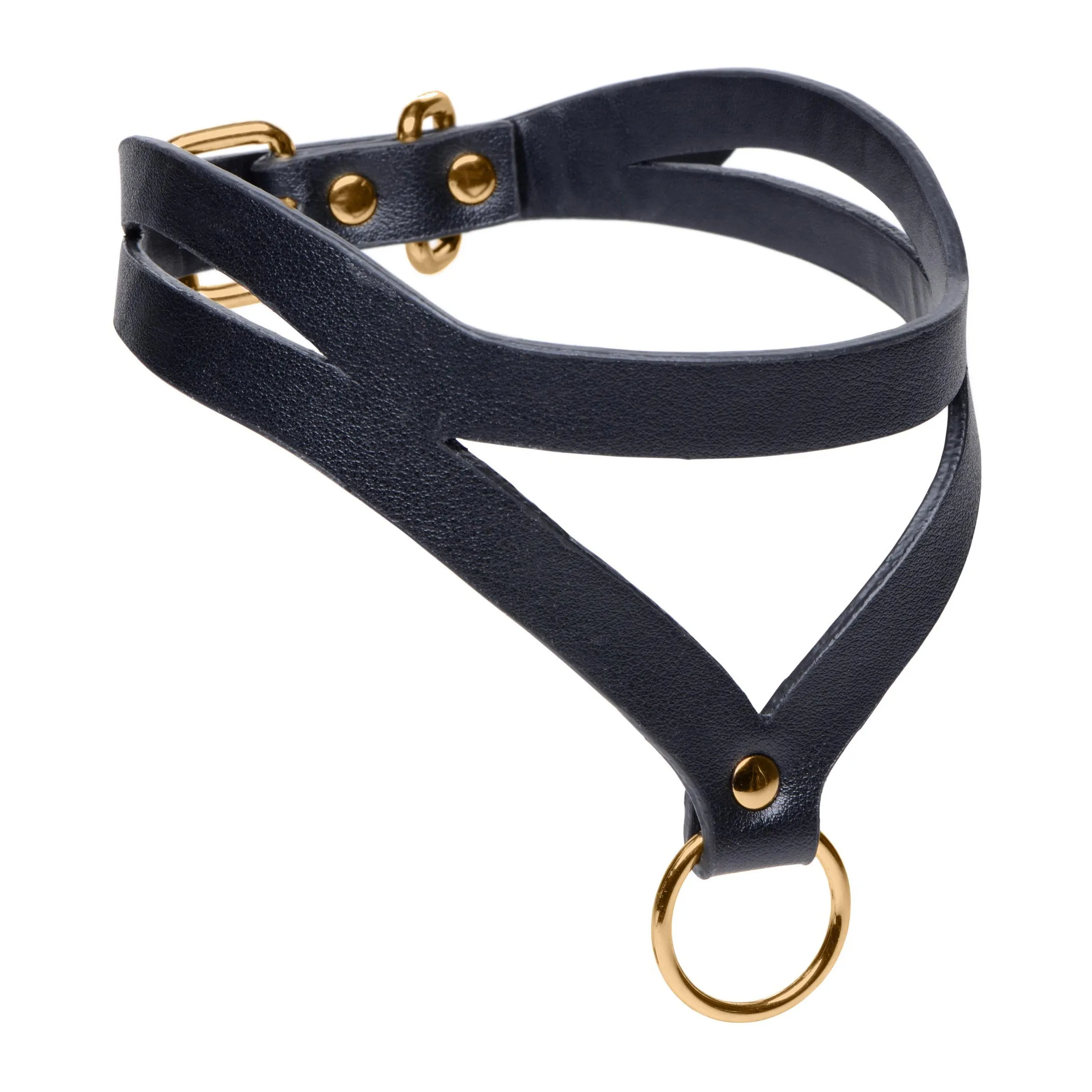 Bondage Baddie Black & Gold Collar with O-Ring