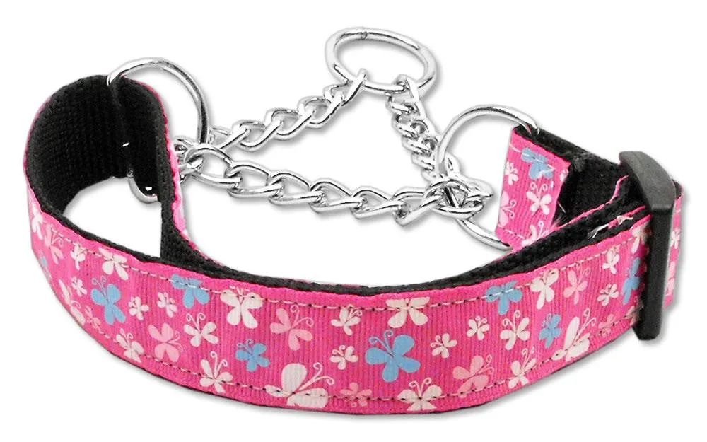 Butterfly Nylon Ribbon Collar Martingale Pink Medium