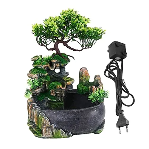 CALANDIS Desk Fountain Rockery Water Fountains with Light Home Decor Gifts No Spray