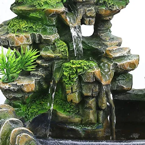 CALANDIS® Desk Fountain Rockery Water Fountains with Light Home Decor Gifts with Spray