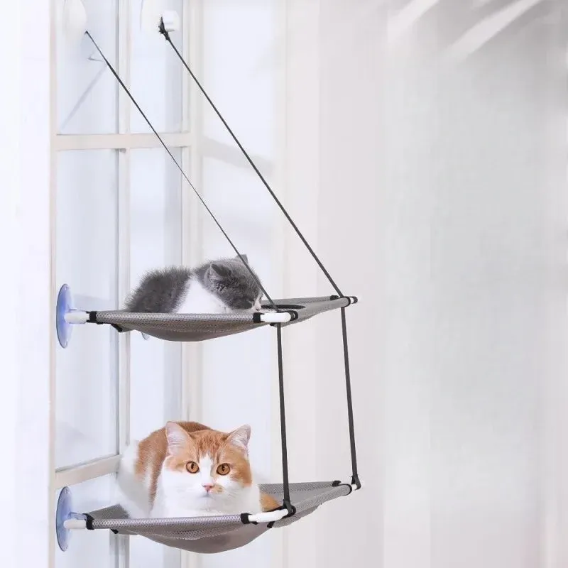 Cat Hammock Window Bed Kitten Sunny Seat Hanging Mount Beds Cat Sofa playing double-decker tunnels Suction Cup Wall Pet Hanging