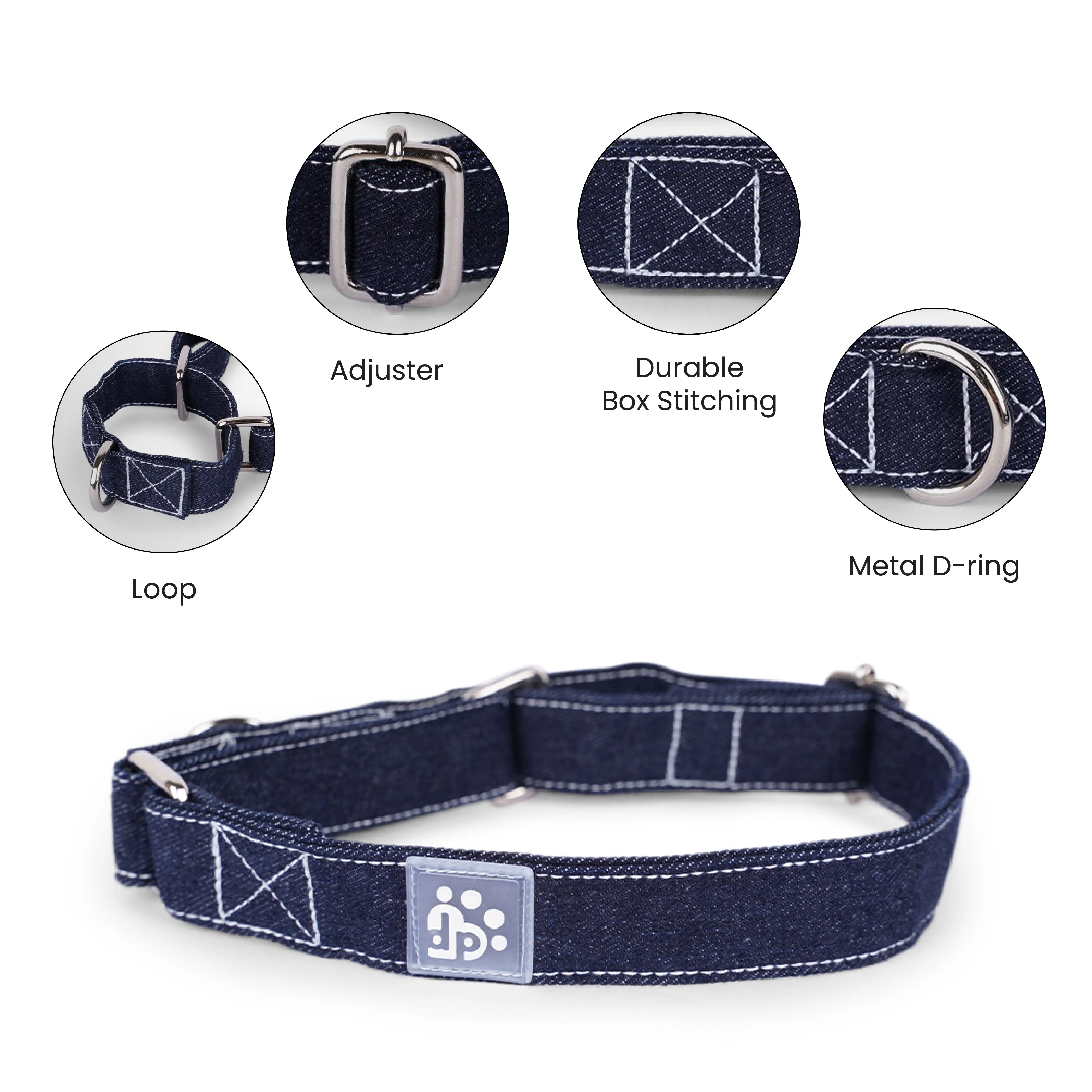 Dear Pet Denim Martingale Dog Collar