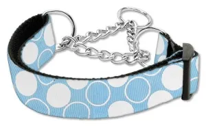 Diagonal Dots Nylon Collar Martingale Baby Blue Large