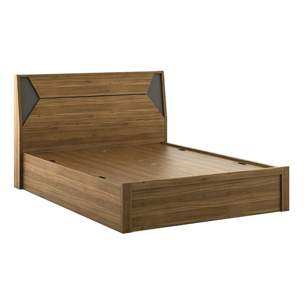 Dollo Wooden Bed In Tan With Storage