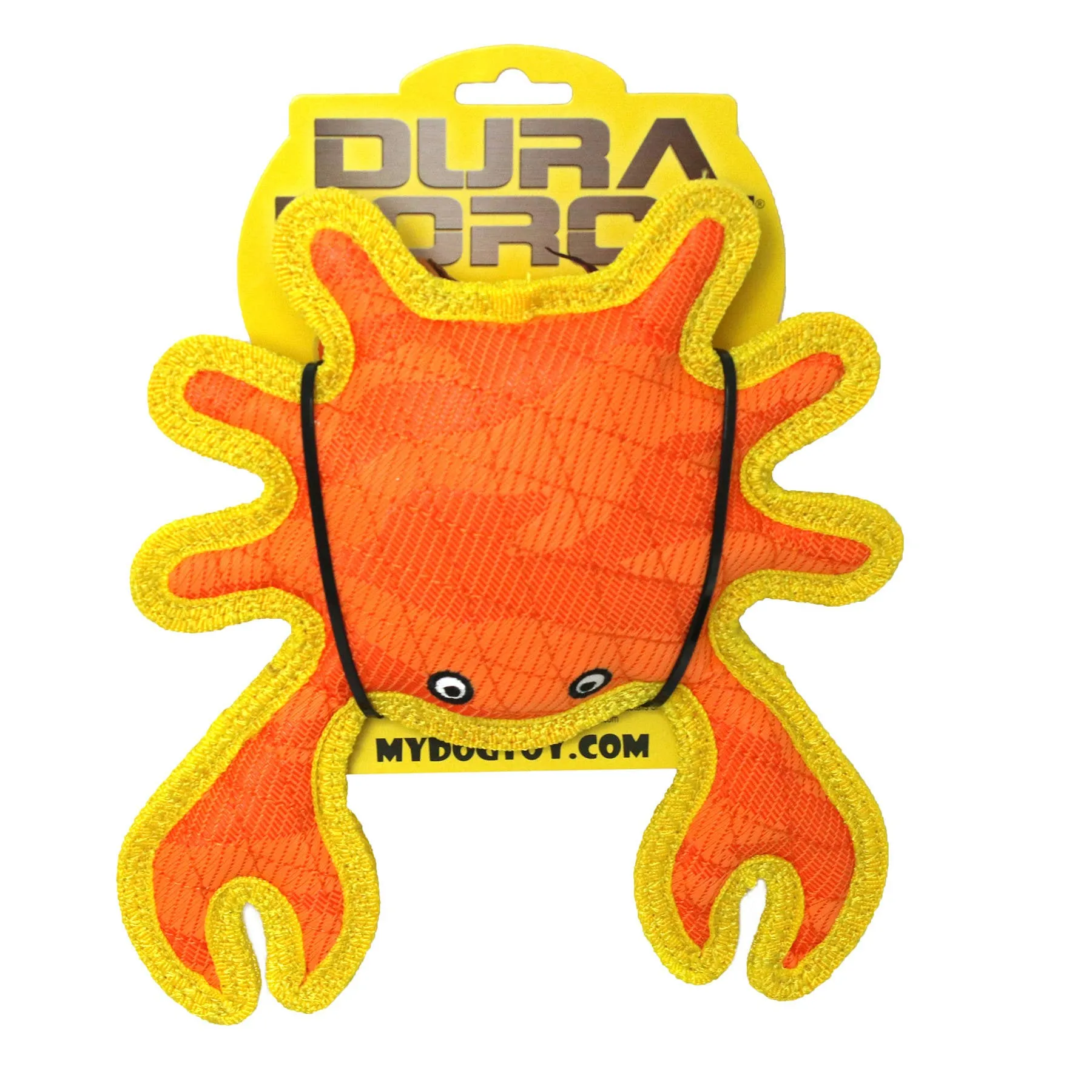 DuraForce Crab Tiger - Orange, Durable, Squeaky Dog Toy