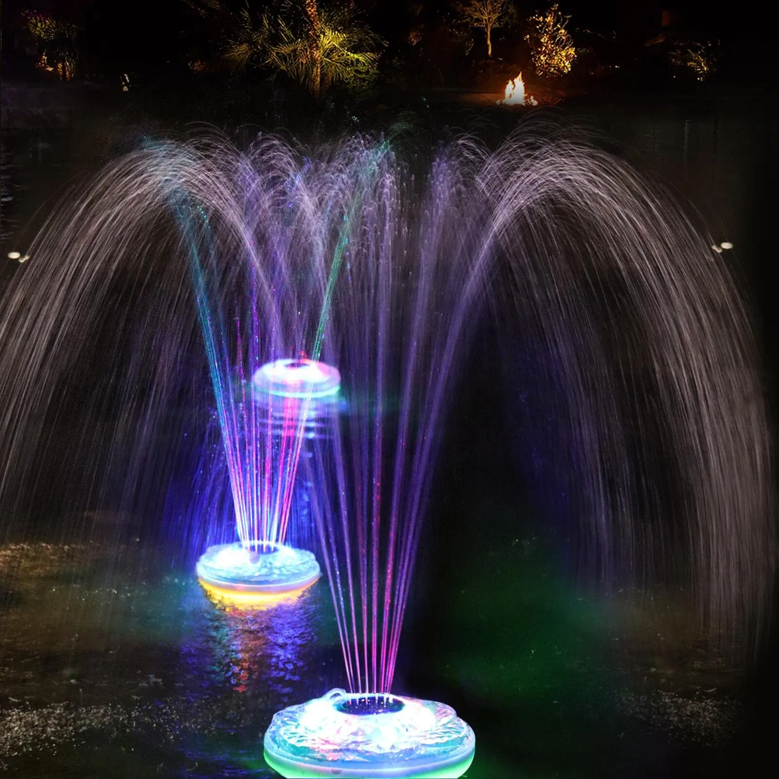 Floating Pool Fountain with Light Show,Rechargeable Battery Pond Water Fountain,IP68 Waterproof Pool Waterfall Fountain,2 Modes Pool Sprinkler Fountain for Inground Above Ground Pool, Gardens-1pc