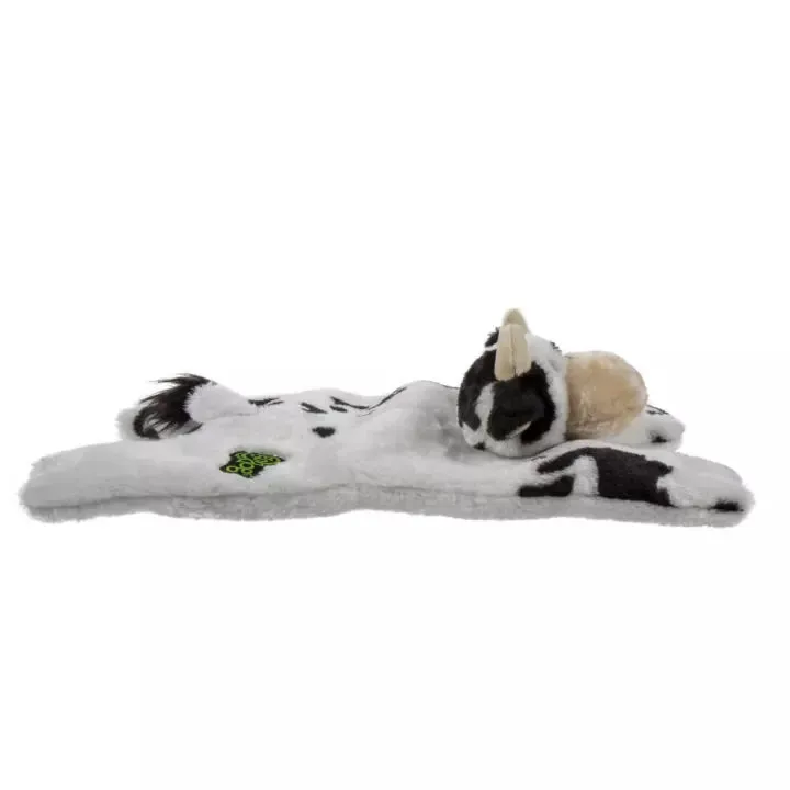 goDog Barnyard Flats Durable Squeaky Plush Dog Toy, Cow