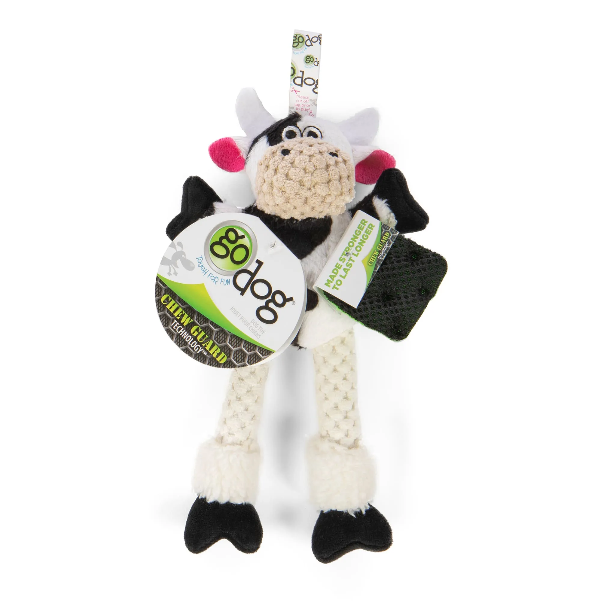 goDog Skinny Cow Durable Squeaky Plush Dog Toy