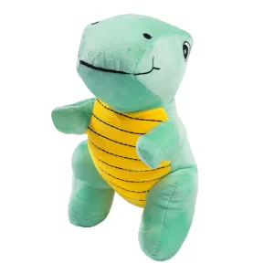 Kibbo Non Toxic & Durable Soft Stuffed Dinosaur Toy for Dogs and Cats (Green/Yellow)