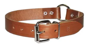 Leather Brothers  Leather Collar with Ring in Center - 3/4 x 16 in.