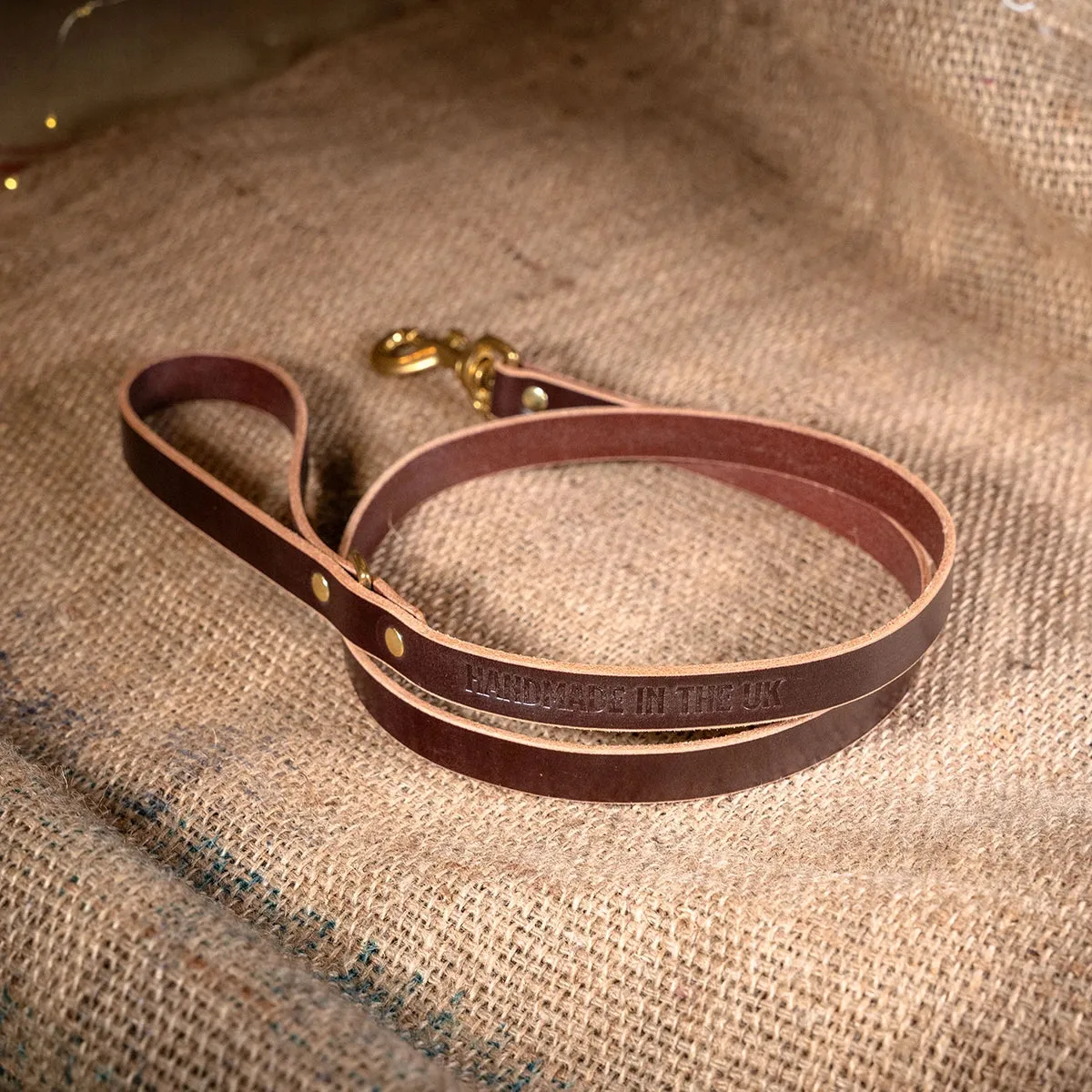 Leather Dog Lead - Conker Brown