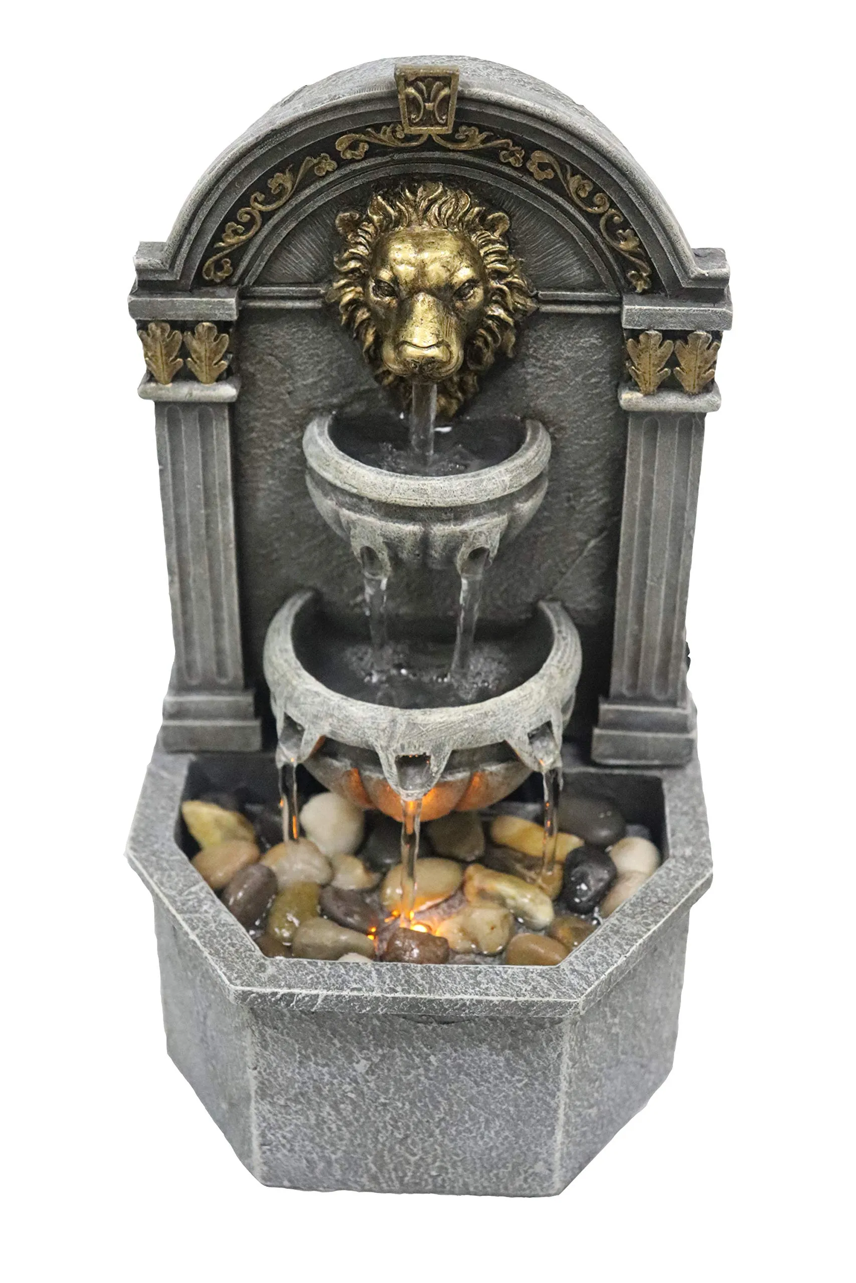 Lion's Head Fountain Relaxation Fountain with Automatic Pumps and LED Lights Fountain for Interior Decoration Indoor Fountain