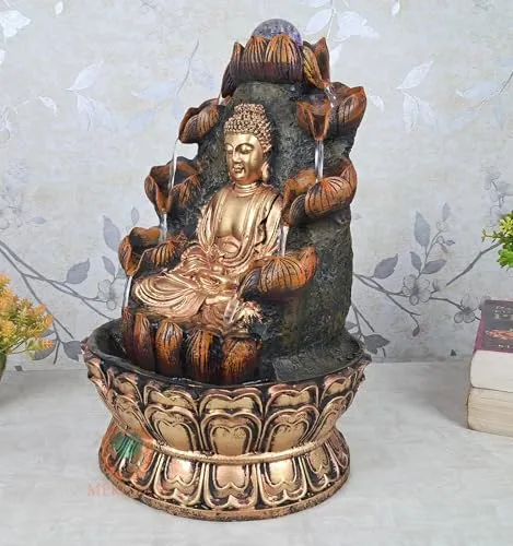 Merupam Buddha Tabletop Waterfall Fountain Meditation Relaxing Indoor Decoration, Zen Fountain for Home, Office, Bedroom Decoration Temple Decoration