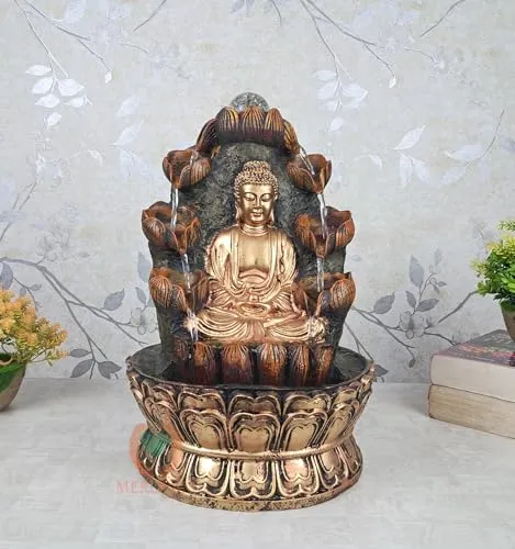 Merupam Buddha Tabletop Waterfall Fountain Meditation Relaxing Indoor Decoration, Zen Fountain for Home, Office, Bedroom Decoration Temple Decoration