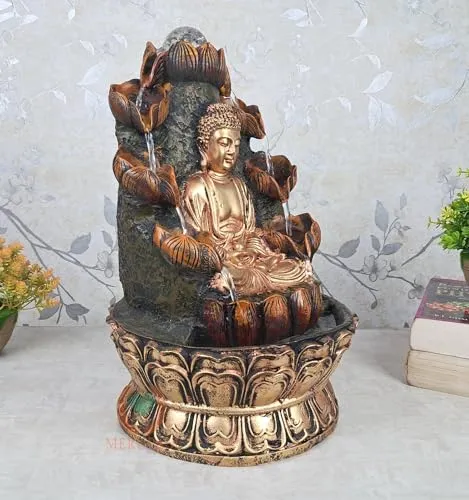 Merupam Buddha Tabletop Waterfall Fountain Meditation Relaxing Indoor Decoration, Zen Fountain for Home, Office, Bedroom Decoration Temple Decoration