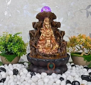 MERUPAM Shiva Tabletop Waterfall Fountain Meditation Relaxing Indoor Decoration, Zen Fountain for Home, Office, Bedroom Decoration