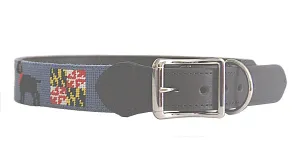 Needlepoint Dog Collar-Black Lab Maryland Flag Needlepoint Design