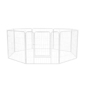 Petzly Dog Playpen Puppy Exercise Cage Pet Cage Enclosure 8 Panel 80x80CM White