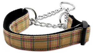 Plaid Nylon Collar  Martingale Khaki Medium