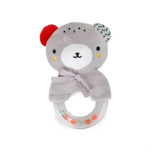 Plastic Ring Rattle - Gray Bear