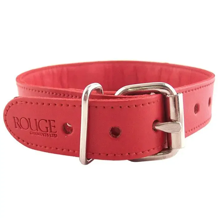 Rouge Garments Red Leather O-ring Studded Collar