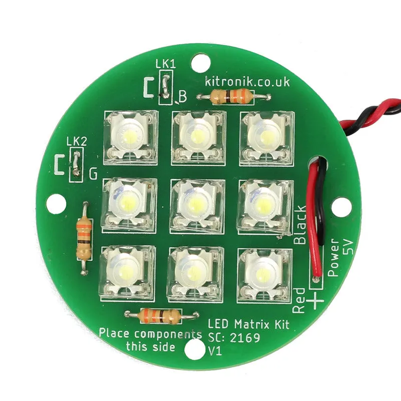 Round 5V LED Matrix Kit -  Lamp Kit and Battery Holders (Kit of 30)