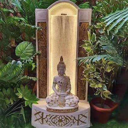 Shawshank Water Fountain 3.5 feet Wall Budha Fiber Water Fountain for Living Room Home Decor Garden Patio Deck Porch - Yard Art Decoration Gift Gifting with LED Lights Water Pump