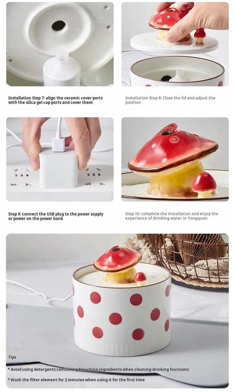 Small Mushroom Ceramic Water Dispenser