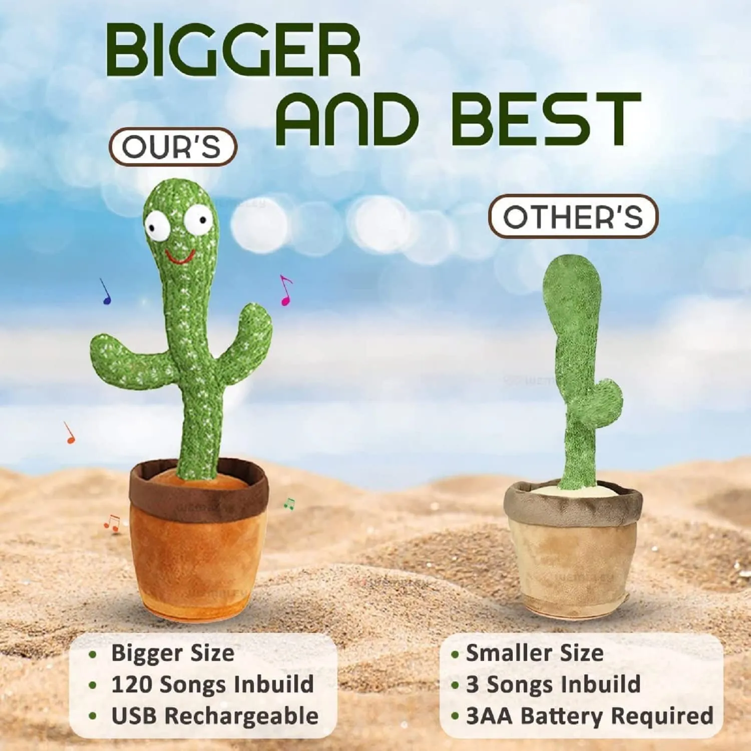 Storio Toys Talking Cactus Baby Toys for Kids Dancing Cactus Toys Can Sing Wriggle & Singing Recording Repeat What You Say Funny Education Toys for Children Playing Home Decor Items for Kids