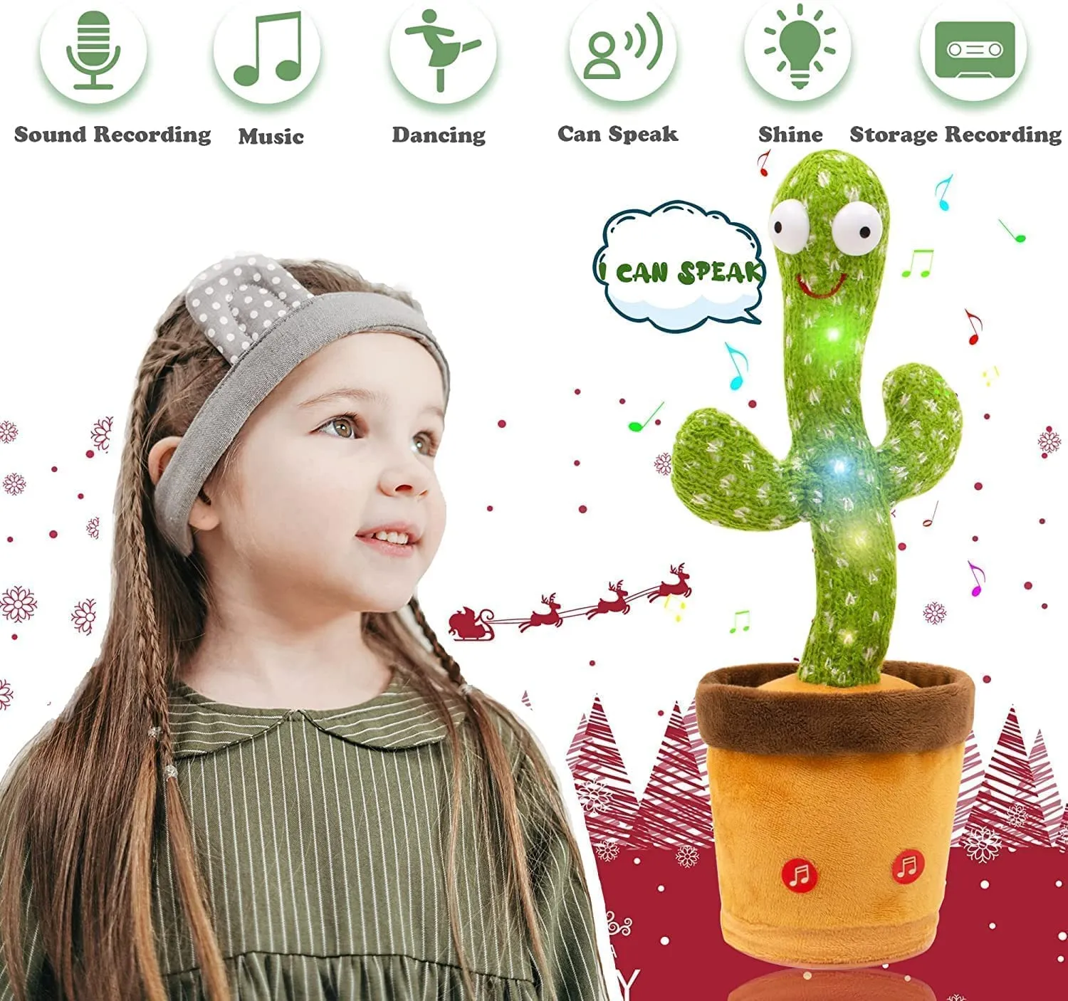 Storio Toys Talking Cactus Baby Toys for Kids Dancing Cactus Toys Can Sing Wriggle & Singing Recording Repeat What You Say Funny Education Toys for Children Playing Home Decor Items for Kids