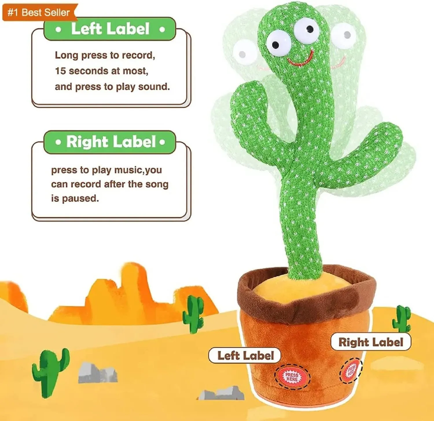 Storio Toys Talking Cactus Baby Toys for Kids Dancing Cactus Toys Can Sing Wriggle & Singing Recording Repeat What You Say Funny Education Toys for Children Playing Home Decor Items for Kids