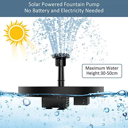 TRIDEO Solar Bird Bath Fountain Pump, Upgrade Solar Fountain with 5 Nozzle, Free Standing Floating Solar Powered Water Fountain Pump for Bird Bath, Garden, Pond, Pool, Outdoor_SA016