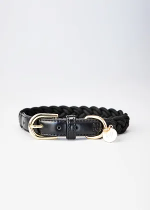 VEGAN LEATHER BRAIDED MIDNIGHT BLACK COLLAR