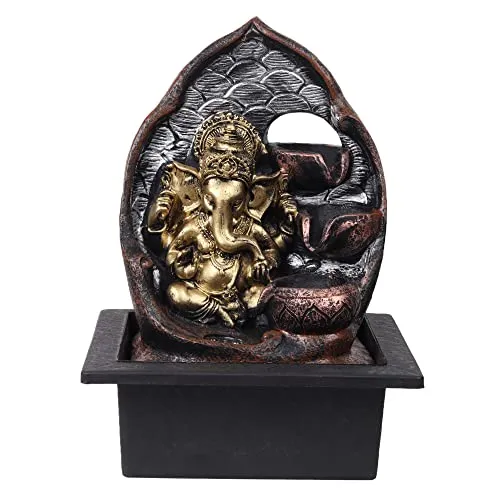 VIVARS Lord Ganesha Ganpati Statue Tabletop Decorative Water Fountain Waterfall Showpiece for Home Indoor Outdoor Garden Decoration House Warming Gift