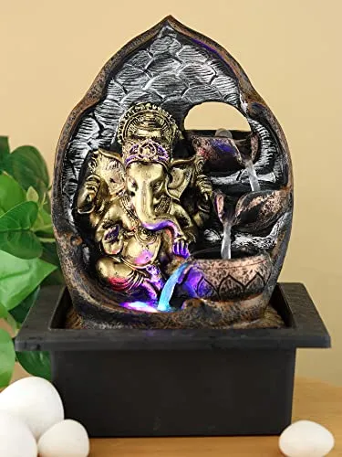 VIVARS Lord Ganesha Ganpati Statue Tabletop Decorative Water Fountain Waterfall Showpiece for Home Indoor Outdoor Garden Decoration House Warming Gift