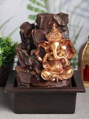 VIVARS Lord Ganesha Ji Tabletop Water Fountain, Environmental Resin Indoor Fountain, Desktop Fountain, Indoor Waterfall Feature with Light for Home Office Decor Relaxation (Lord Ganesha Ji-1)