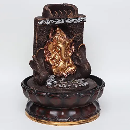 VIVARS Lord Ganesha Tabletop Water Fountain with LED Light Indoor Waterfall Feature for Home Decor Relaxation