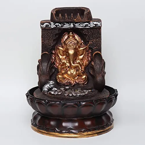 VIVARS Lord Ganesha Tabletop Water Fountain with LED Light Indoor Waterfall Feature for Home Decor Relaxation