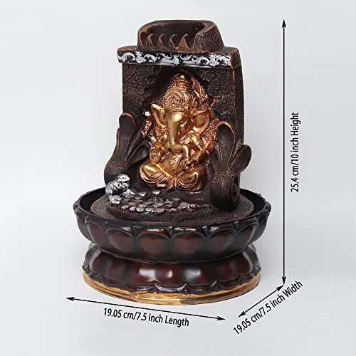 VIVARS Lord Ganesha Tabletop Water Fountain with LED Light Indoor Waterfall Feature for Home Decor Relaxation