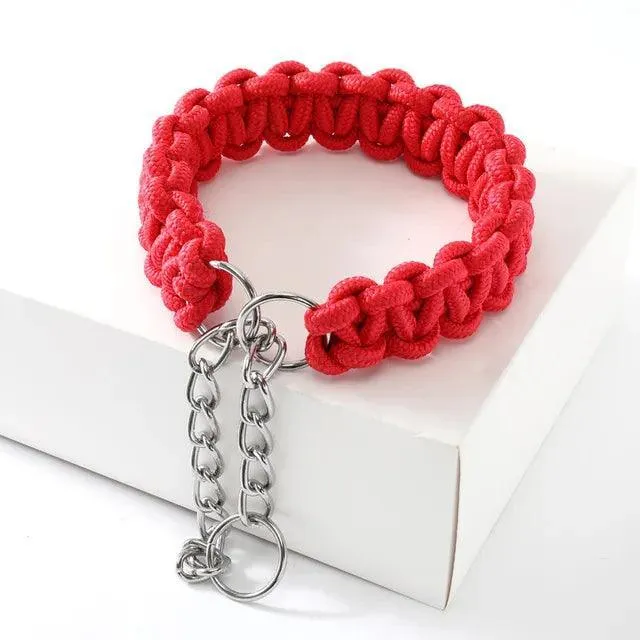 Woven P-Chain Adjustable Nylon Dog Collar